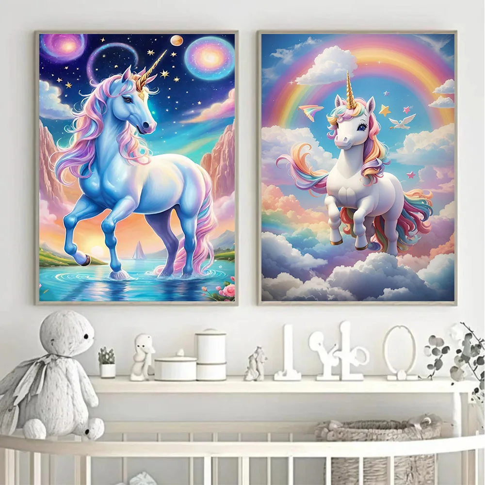 Lucky Unicorn 5D DIY Diamond Painting Colorful Wall Decor Art Full Drills Mosaic Embroidery Cross Stitch Poster Home Decor