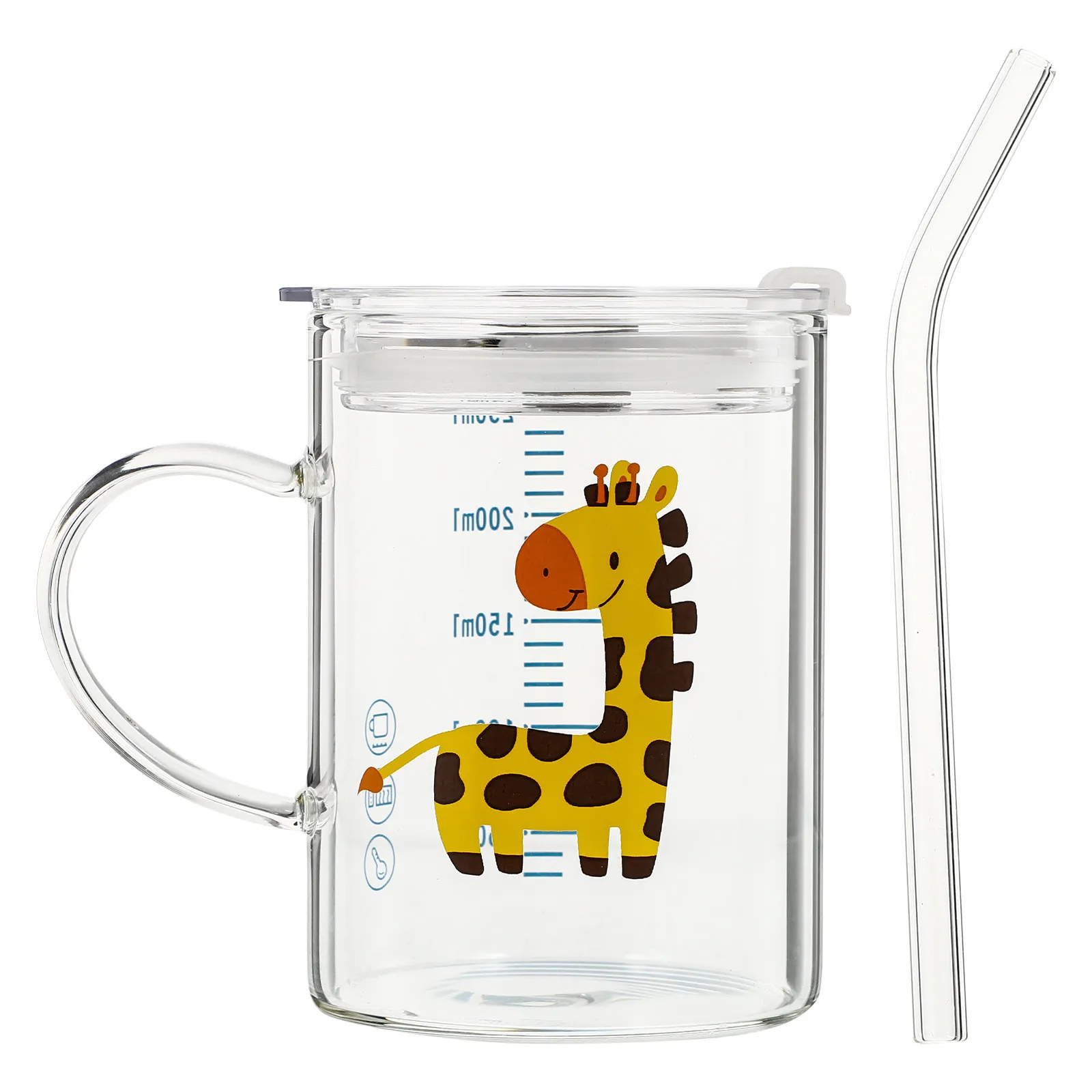 

1Pcs Cartoon Deer Kids Straw Glass Water Cup Creative Milk Drinking Cup Portable Simple Kitchen Home Use Straw Cups