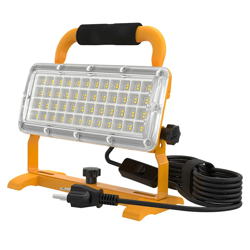 30W Work Light with Stand, AC 85V-277V 10FT Cord & Switch, IP67 Waterproof Portable Light for Job Workshop Construction