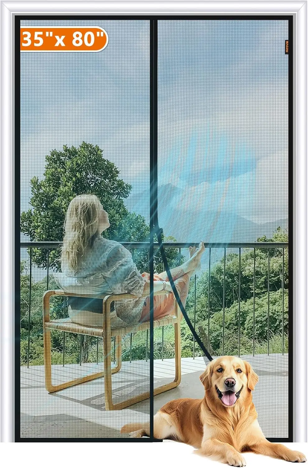 Magnetic Screen Door Fit Door Size 35 x 80 Inch, Screen Size 37