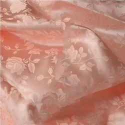 Rose Jacquard Fabric By The Meter for Dresses Cheongsam Hanfu Sewing Flowers Soft Brocade Retro Summer Thin Glossy Silky Textile
