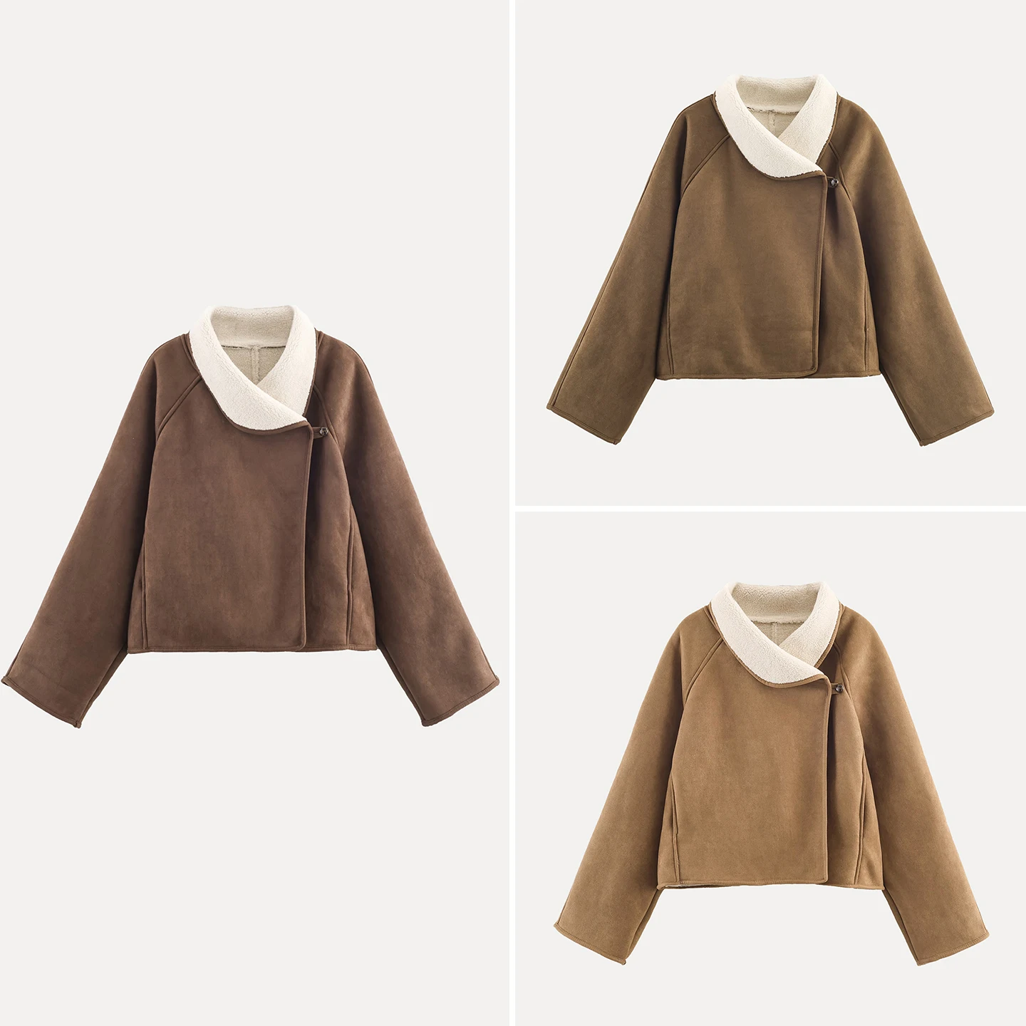 เสื้อโค้ทขนสัตว์เทียมแบบหลวมสำหรับผู้หญิง ปกเสื้อแบบวินเทจ แขนยาว ติดกระดุม รุ่นใหม่ล่าสุดสำหรับฤดูใบไม้ร่วง