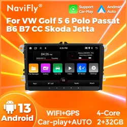 Navifly 2 Din Android 13車載ラジオステレオGPS 9インチフォルクスワーゲンパサートB 6 B 7 CCティグアンゴルフ5 POLO Carplayステレオ