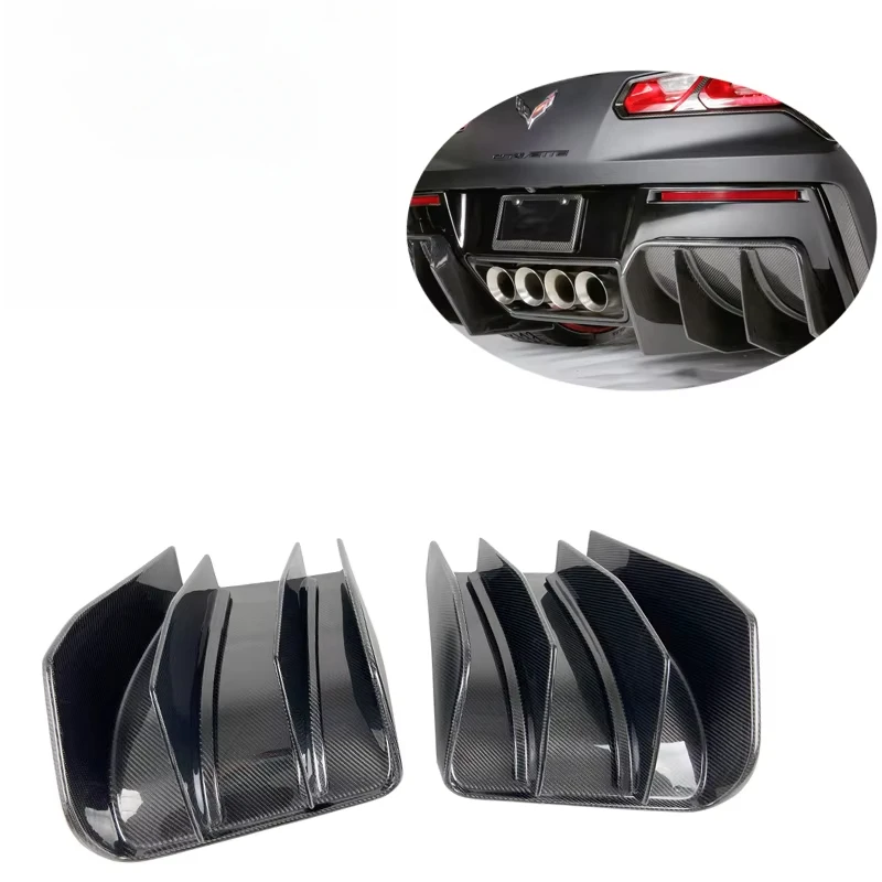 2 Pc C7 Z06 Stingray Carbon Fiber Rear Bumper Diffuser Lip Set for 2014-2019 Chevrolet Corvette