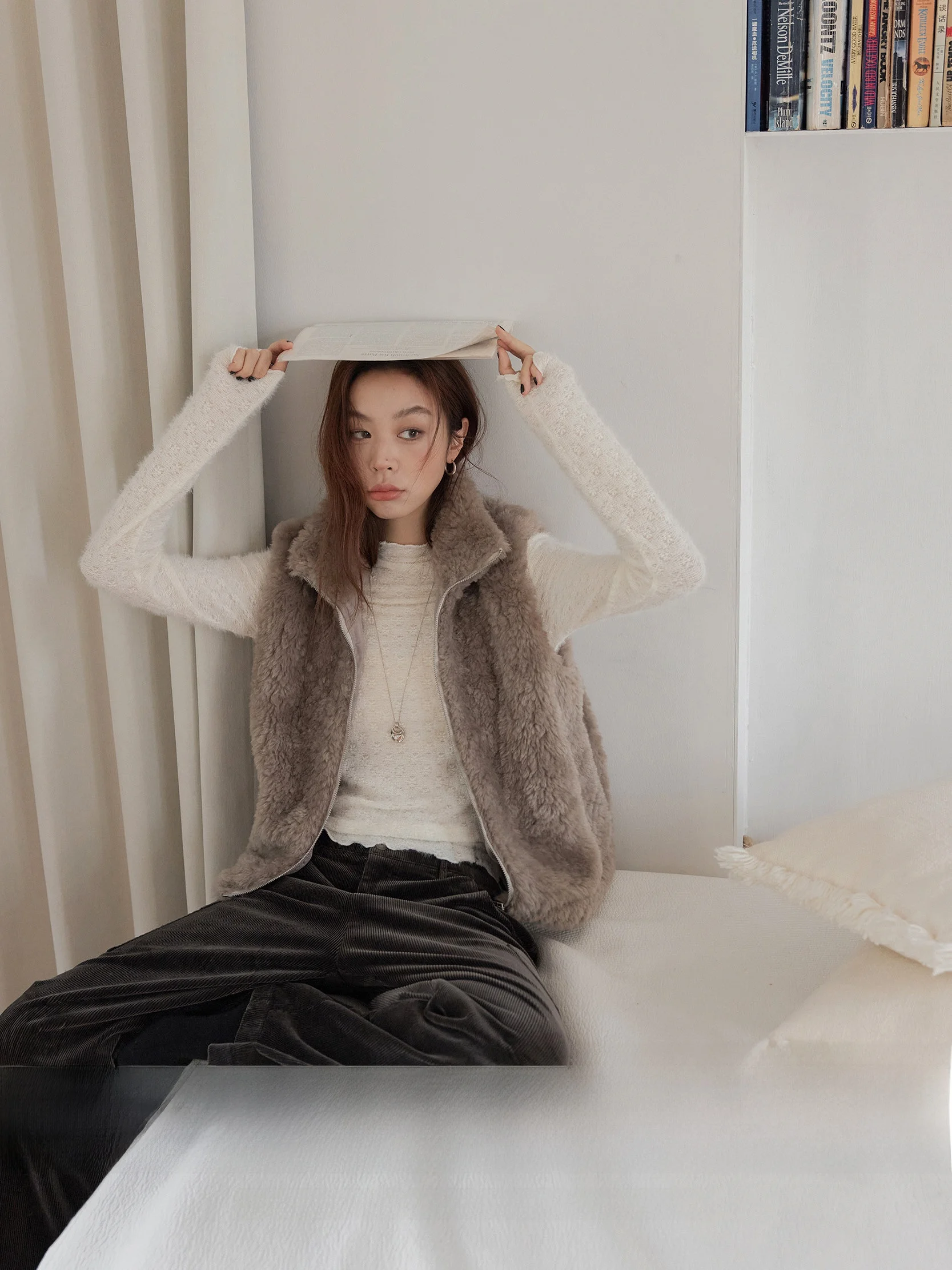 

Женский жилет VNOOK с воротником-стойкой, свободного кроя, из искусственного меха ягненка, теплый, для повседневной носки, утолщенный, зимняя верхняя одежда, модный, в стиле кэжуал