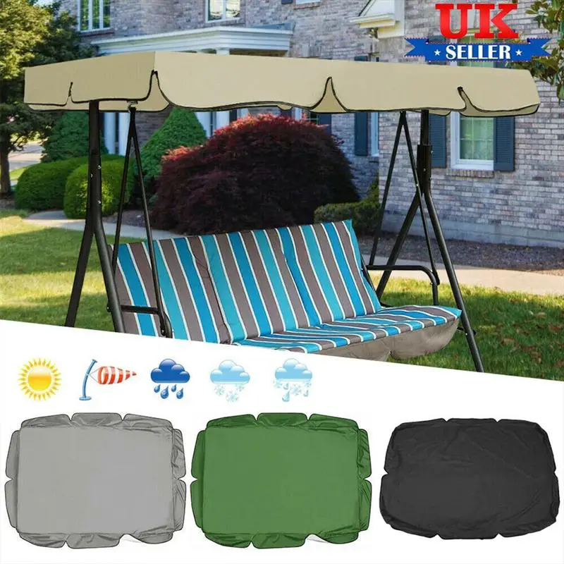 3 Seat Swing Cover Garden Cover Waterproof UV Resistant Chair Shade Dust/Sail Outdoor Courtyard Hammock Tent Swing Top Cover