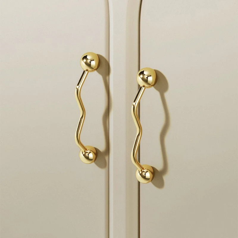 Gold and Silver Wardrobe Door Handles Modern Copper Drawer Single-Hole Knobs Cabinet Solid Zinc Alloy Pulls Furniture Hardware