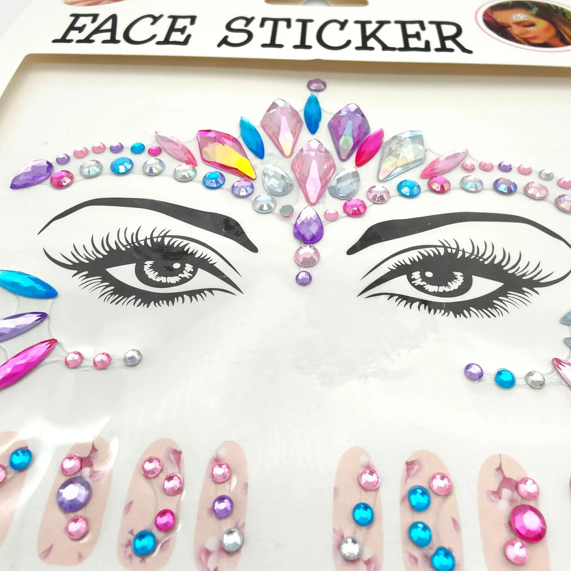 DIY Rhinestone Gemstone Eyeshadow Stickers Holiday Party Glitter Face Jewellery Nail Stickers Children Cute Art Tattoos Self-adh