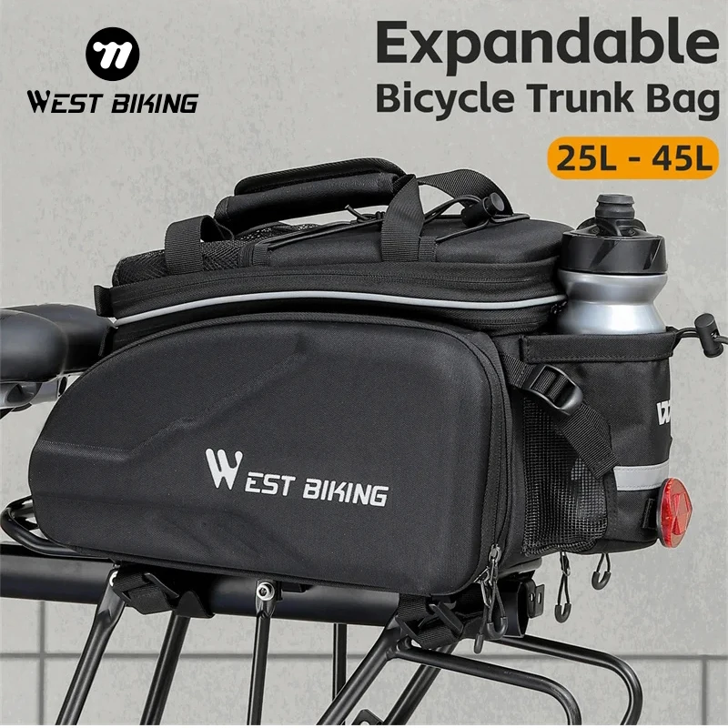 

WEST BIKING Multifunctional Bicycle Trunk Bag 25L-45L Bike Pannier Cycling Bag Travel Handbag With Rain Cover Bike Accessories