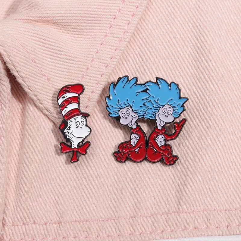 Cartoon Funny Children's Picture Books Enamel Pins Creative Twin Brothers Brooches Lapel Badge Clothes Backpack Accessories Gift