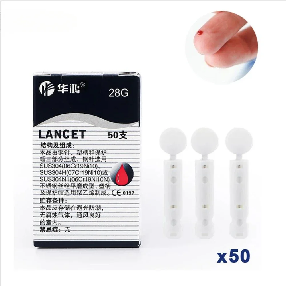 

50 шт. стерильный набор ланцетов для 28 г ручка для измерения уровня глюкозы, одноразовые иглы для измерения уровня сахара в крови, медицинские аксессуары для диабета