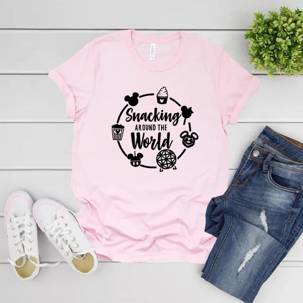 Snacking Around The World T Shirt Magic Kingdom Snacking Tshirt Unisex T-shirt Short Sleeve Graphic Tees Epcot Shirts Casual Top