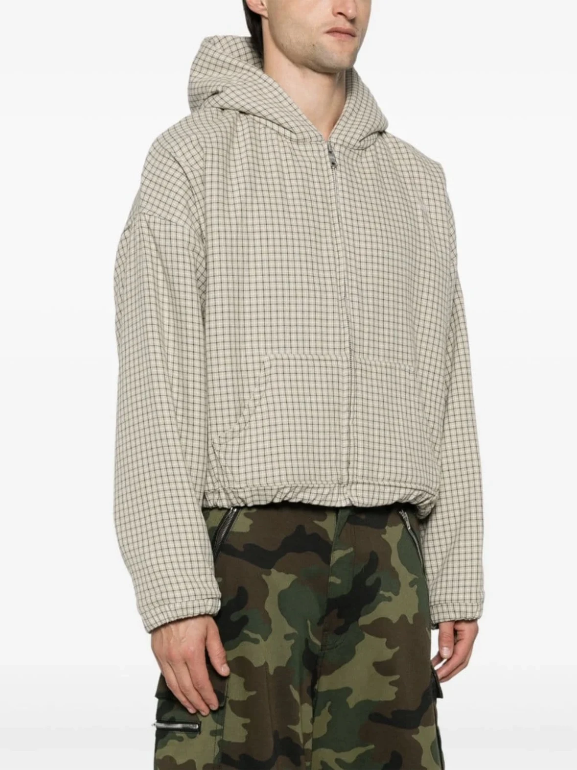 

Куртка ERL в стиле ретро, свободного кроя, с капюшоном, на молнии, в клетку хаки, для осени и зимы, молодежная, удлиненная, теплая, функциональная...