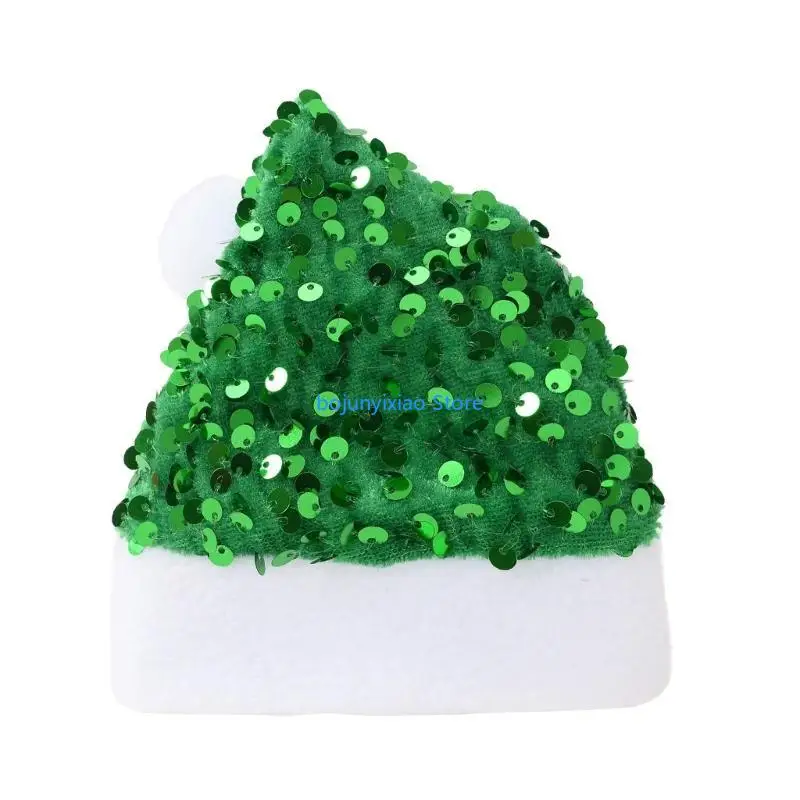 

900B Christmas Santa Hat Dogs Party Costume Headband Dog Dress Up Headwear Festival Sequins Hat Photo Props Hat for Puppy