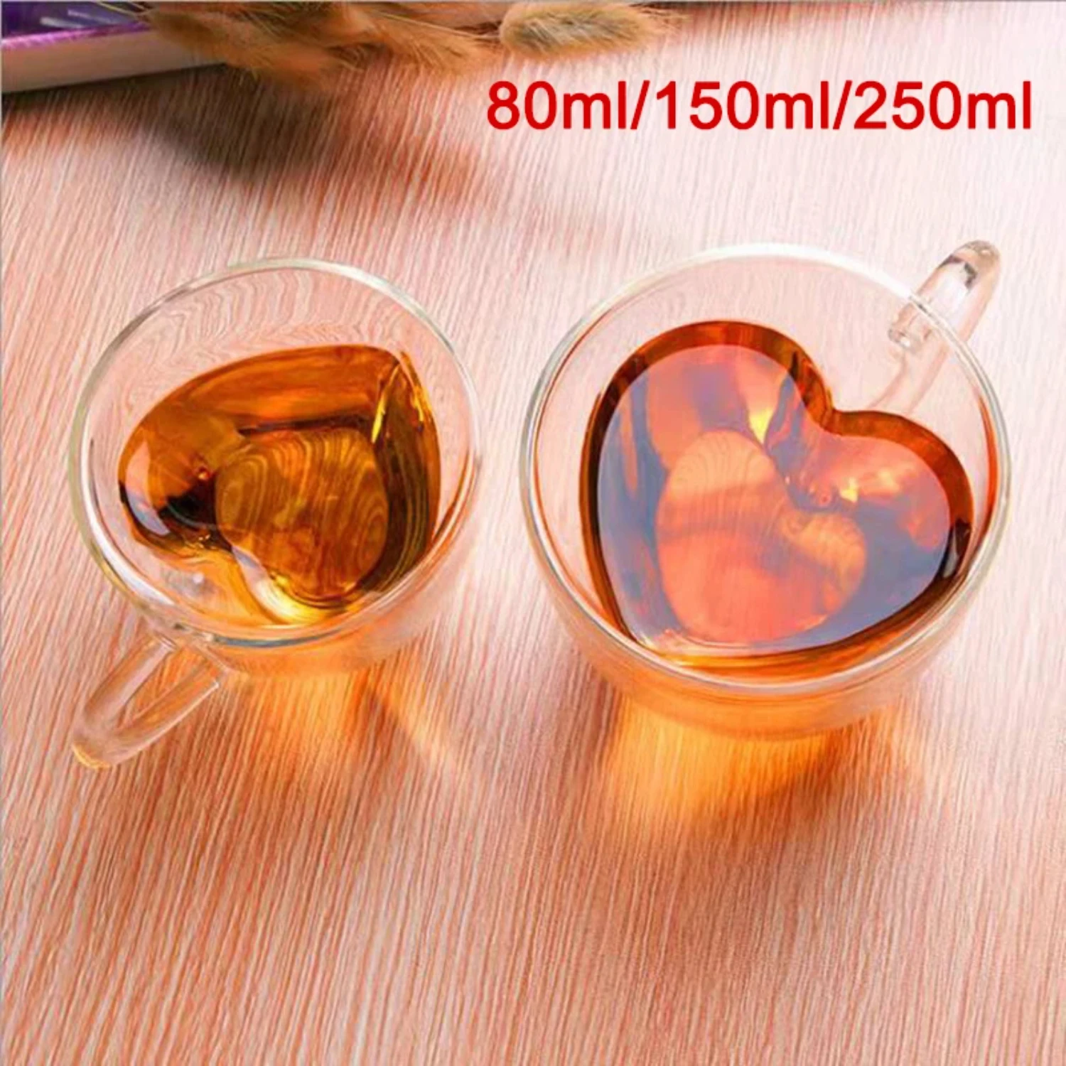 Heart Love Shape Glass Coffee Mug Cup Double Wall Drinking Tea Milk Juice Water Glasses Heat Resistant Drinkware Set Lover Gift