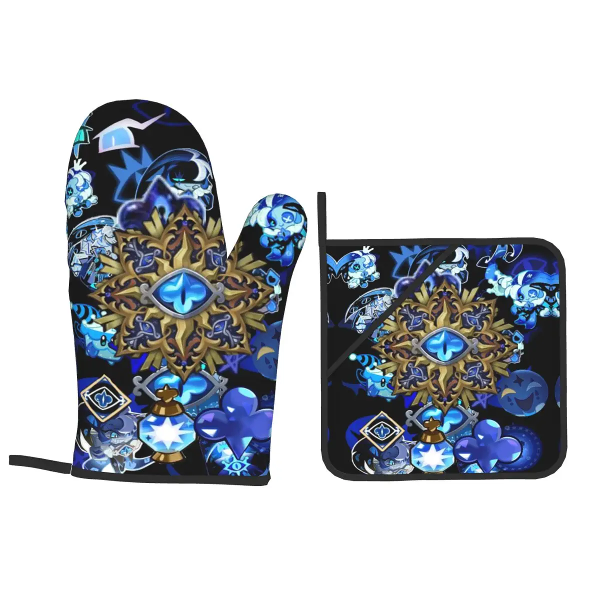 Shadow Milk Cookie Run Kingdom Cute Cartoon Anime Oven Mitts and Pot Holder for Baking Cooking Resistant Non-Slip Gloves