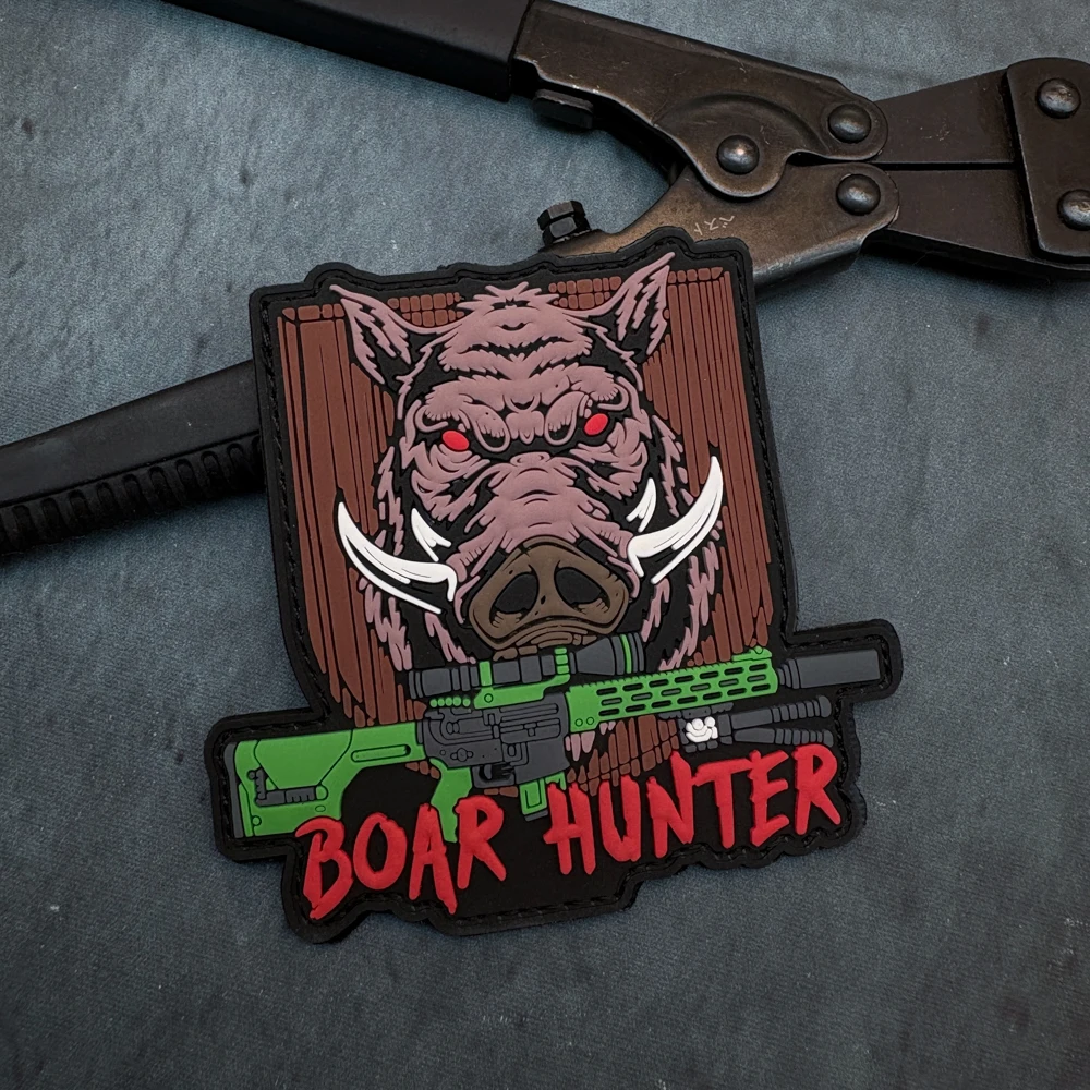 A Wild Boar Pvc Patch Tactical Vest/Strap Badge Sticker Patch Pvc, with Glow-In-The-Dark Effect, Hook-And-Loop Backing Morale Patch Backpack Patch Clothing Patch Soft Rubber