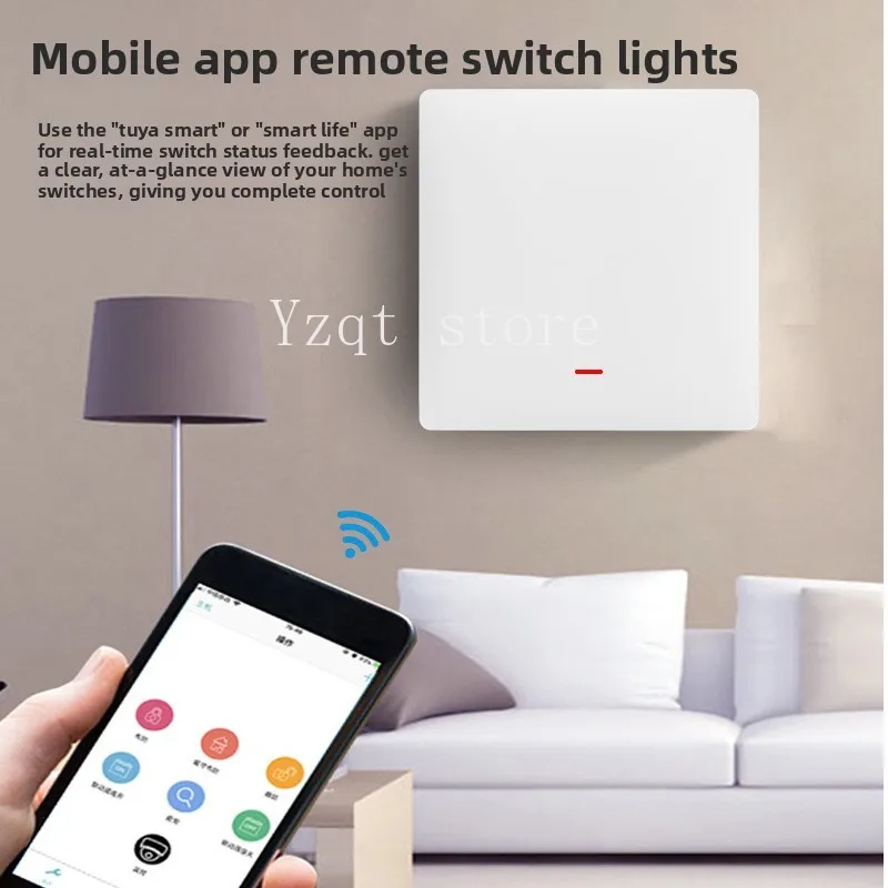 Graffiti WiFi smart switch European standard 86 button whole house smart wall switch app timing smart voice