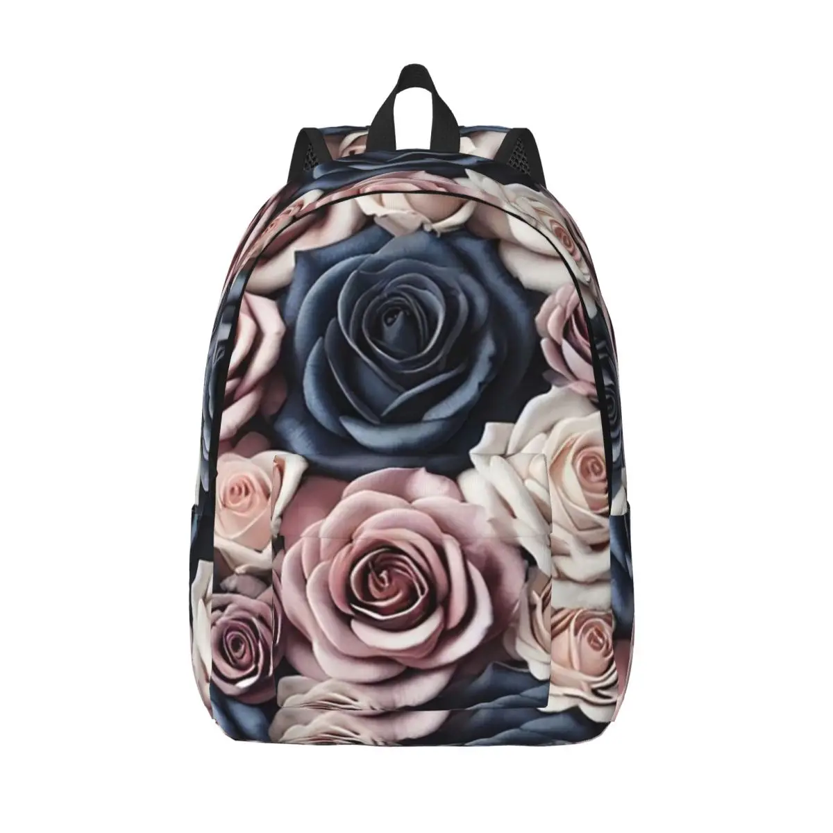 

Элегантный темно-синий и румяные розы, роскошный рюкзак с цветочным дизайном, студенческая сумка для книг, школьная сумка, сумки на плечо для ноутбука для мужчин и женщин