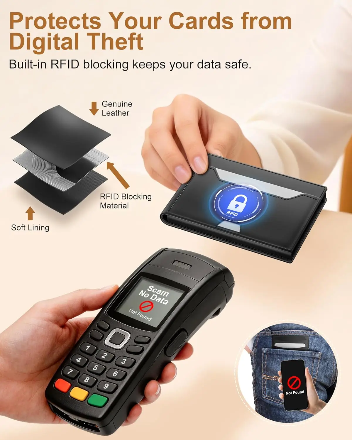 

Мужской тонкий картхолдер с защитой от RFID, из натуральной кожи, для переднего кармана, с магнитной застежкой, 2 окошечка для ID, 12 отделений для карт