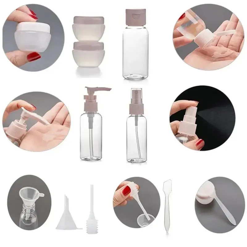 Luxury Travel Bottles Set 11in1 TSA Approved Cosmetic Containers For Skincare Lotion Toiletries Organized Packing