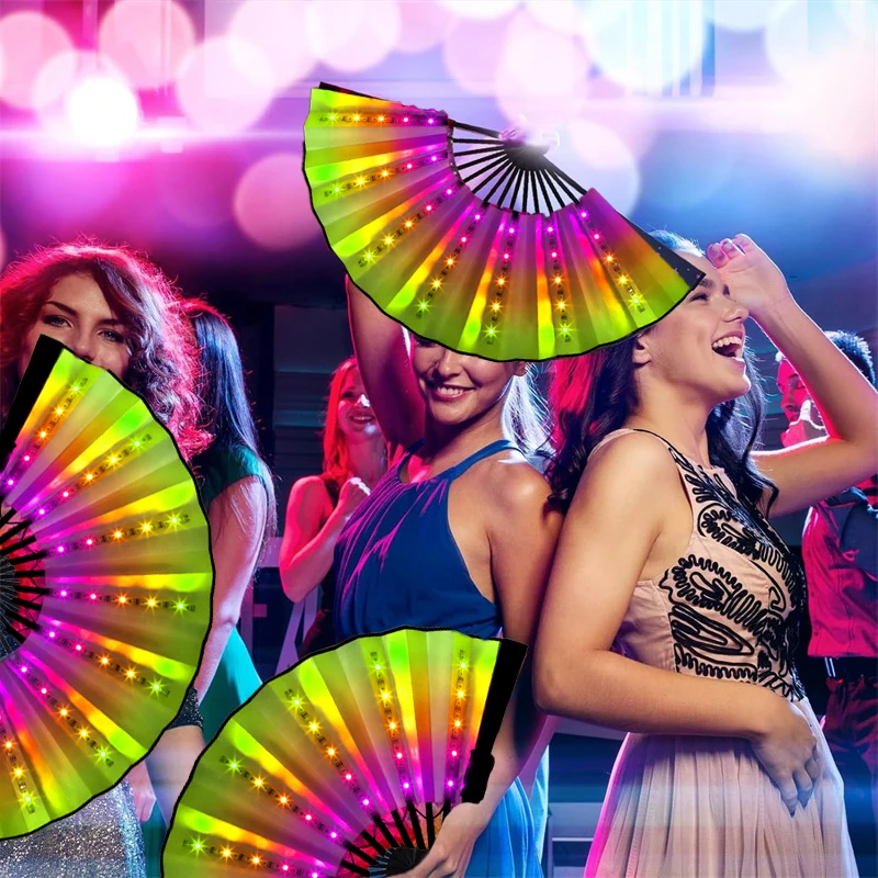 LED Glowing Fan Multicolor Light Up Fan With Remote Control Luminous Party Fan Festival Fans China Handheld Fan Club Prop Gift