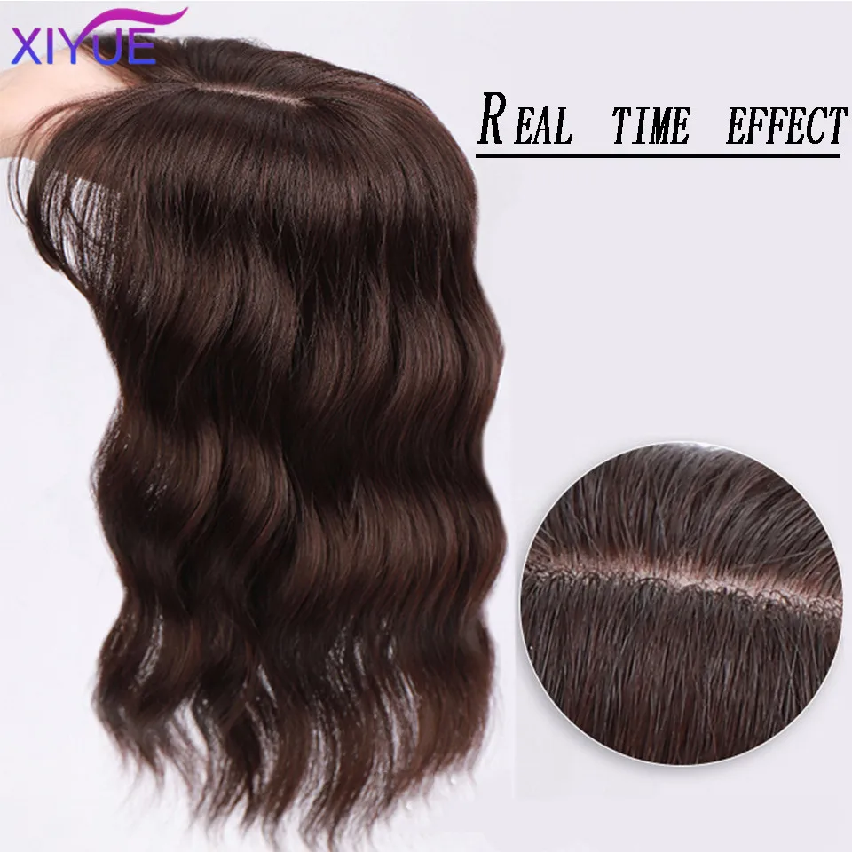 XIYUE peruca para remendo de cabelo superior das mulheres, Franja peruca, clareamento do cabelo, ondulado, natural, fofo almofada de cabelo