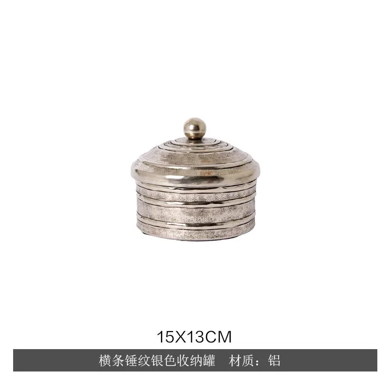 India light luxury silver line texture storage jar hollow bowl light luxury home desktop decoration box fruit plate ornament