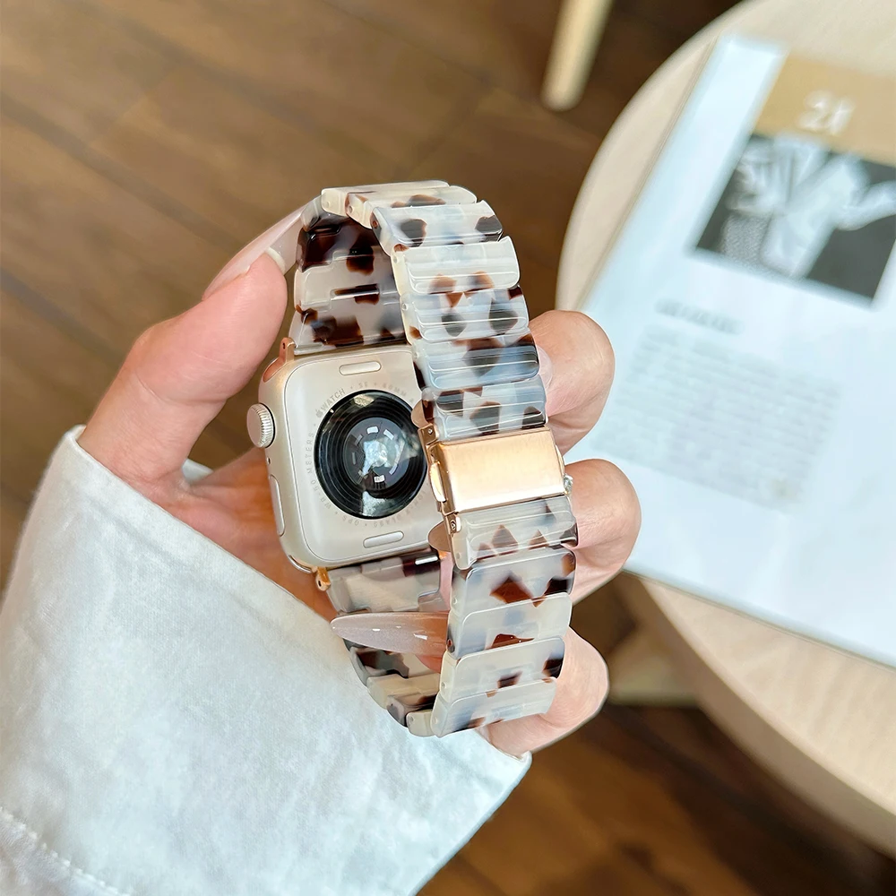 Apple Watch 10 밴드 용 수지 스트랩 42mm 46mm 44mm 45mm 40mm 41mm 49mm 38mm Iwatch 시리즈 9 8 7 SE 5 4 용 Correa 루프 팔찌