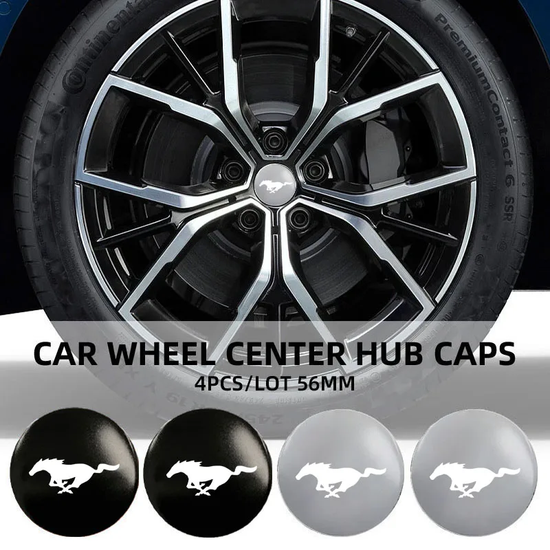 New Car 4pcs 56mm Styling Wheel Center Cap Hub Covers Badge Car Badge Emblem sticker Decal For Ford Mustang Car Accessories