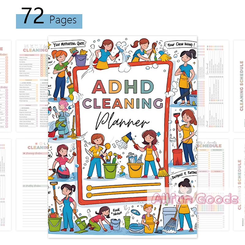 [TG835]Cleaning Planner For Adhd Adults Women Kids,Household Daily Cleaning Schedule And Checklist Organizing Notebook