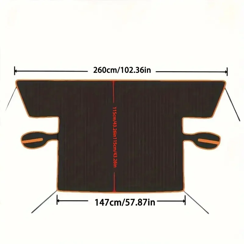 Magnetic + Fixing Strap Installation with Orange Reflectiv Car Windshield Snow Cover, Scratch Resistant Winter Windshield Cover