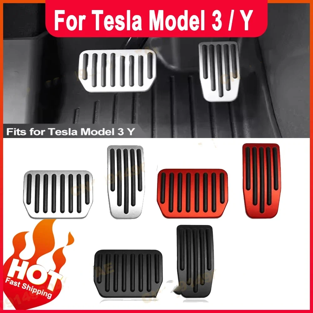 For Tesla Performance Pedal Pads Cover Foot Aluminum Non-Slip Pedals for Model Y(Juniper) Model 3(Highland) Model 3/Y 2017-2026