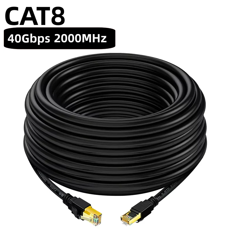 Câble Ethernet CAT 8 40 Gbps 2000 MHz CAT8 RJ45, cordon de raccordement réseau LAN rond 0,5/1/2/3/5/10/15/20/30 m pour modem routeur PS 5/4