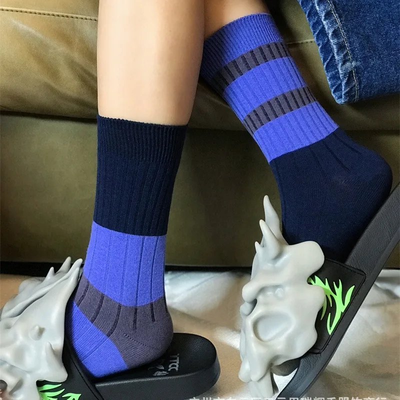 

6PAIR Cheap Wholesale Retro Women Socks Korean Style New Novelty Cotton Casual Girls Mixed color Japanese Medium Striped 2026