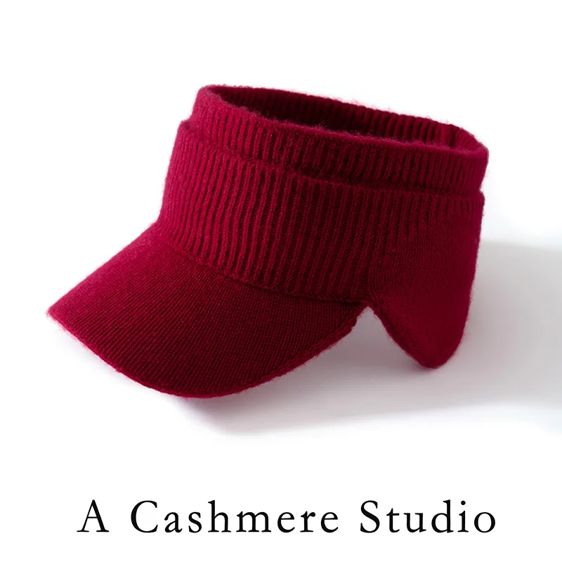 Women's 100% Cashmere Knitted Hat Versatile Casual Duckbill Cap Fashionable Baseball Cap for Autumn Winter Sun Hat