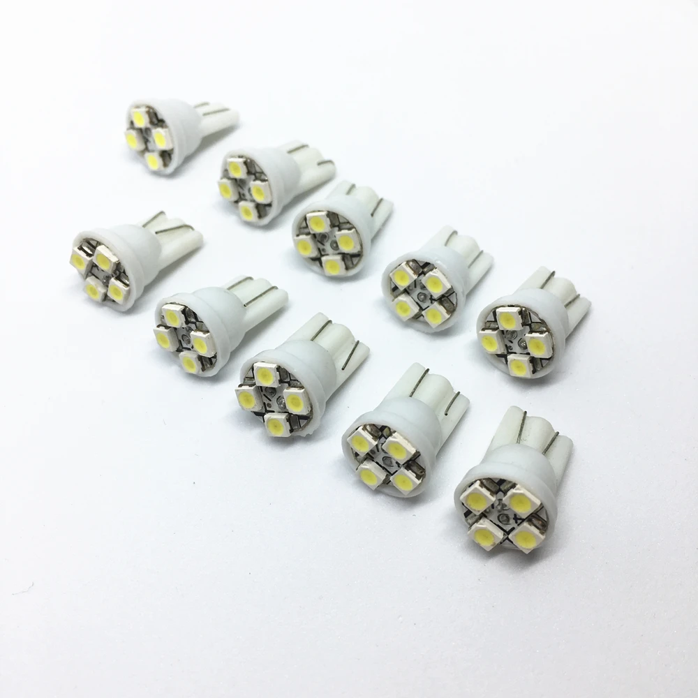 

100pcs T10 led 194 W5W 4 led Bulbs White 3020 smd Car marker light reading dome Lamp Auto Clearance Lights License Plate bulbs