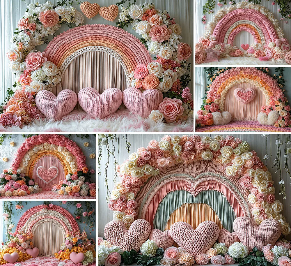 Фон для фотосъемки Mehofond на День святого Валентина в стиле бохо с цветочным принтом «Любовь», детский торт на день рождения, портретный декор, фон для фотостудии