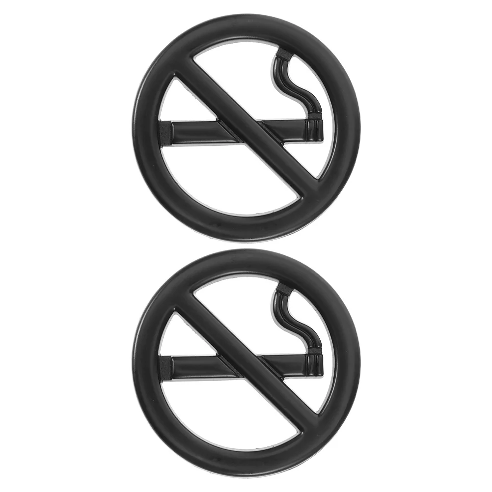 

2Pcs No Smoking Metal Decal 3D Self-Adhesive Stickers for Car Interior Home Office Hotel Business Silver Car Stickers and Decals
