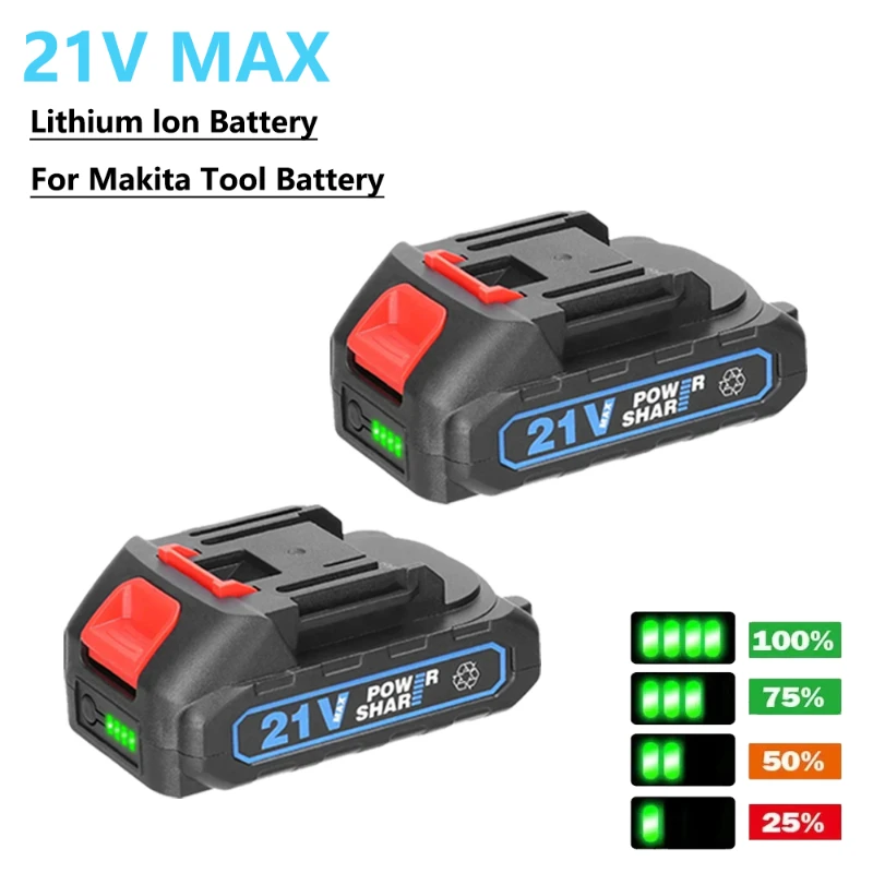 

21V High Capacity Rechargeable Lithium Ion Battery with Indicator for Makita Electric Wrench Saw Drill Tool Replacement Battery