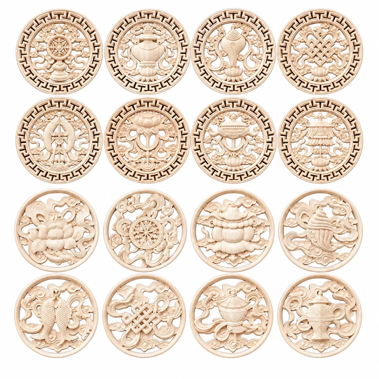 Wooden furniture carved appliques—decorative wooden overlays suitable for doors, walls, picture frames, beds, and cabinets; DIY