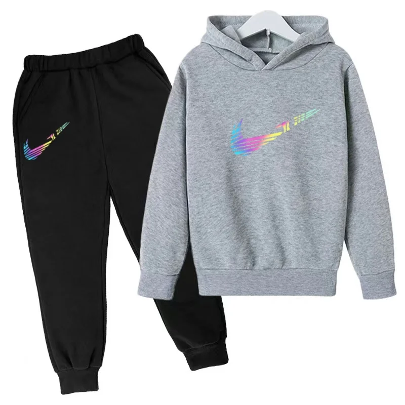 2026 Kinder Hoodie mit Schriftzügen Sportlicher Pullover 3-13 Jahre Mantel Sweatshirt+Hose 2-teiliges Set Jungen Mädchen Kleinkind Kleidung Mode-Set – Detail 10