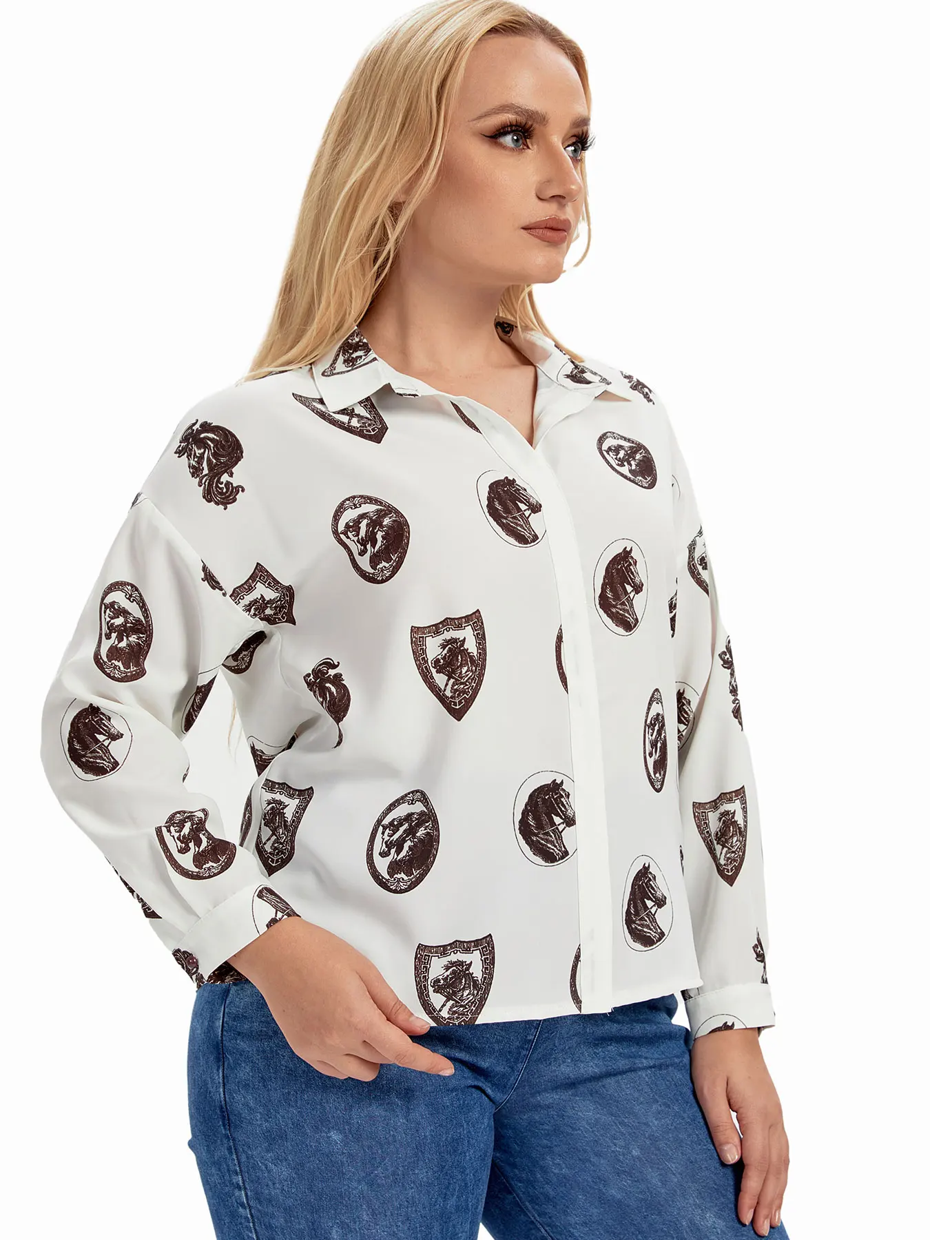 

Женский тканый модный топ больших размеров на весну и осень