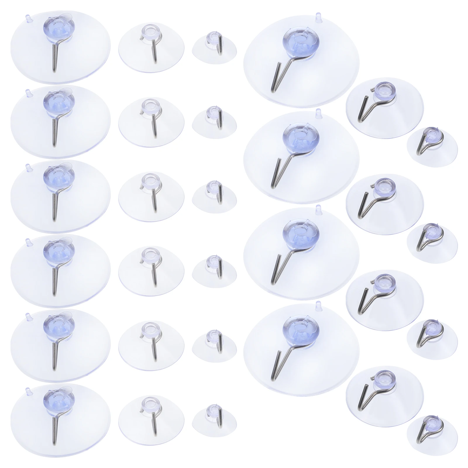 

30pcs Suction Cup Hooks 35mm Transparent PVC Steel Hook Glass Kitchen Shower Bathroom Heavy Duty Wall Hangers Easy Installation