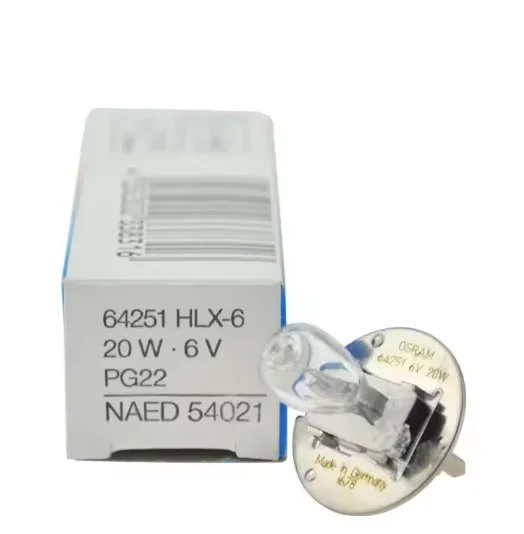 

Original OSRAM HLX 64251 6v20w pg22 halogen lamp 64251 HLX-6 Zeiss 20SL SL120 SL130 6V 20W PG22 MICROSCOPE LAMP
