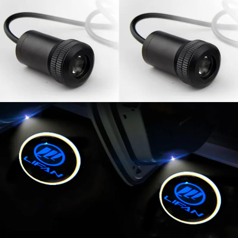 2Pcs Led Car Door Lights Logo Projector Laser Lamp Ghost Shadow Light For Lifan x60 x80 For Peugeot 208 For Daewoo Lanos