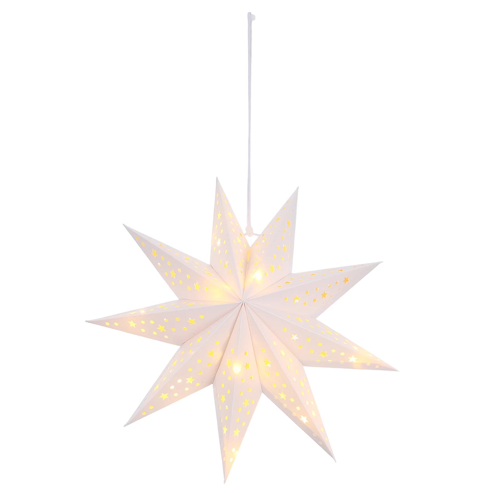 

Christmas 3D Nine Pointed Paper 13.76 Inch Hollow Star Lampshade Hanging Decoration Red Xmas Party Light