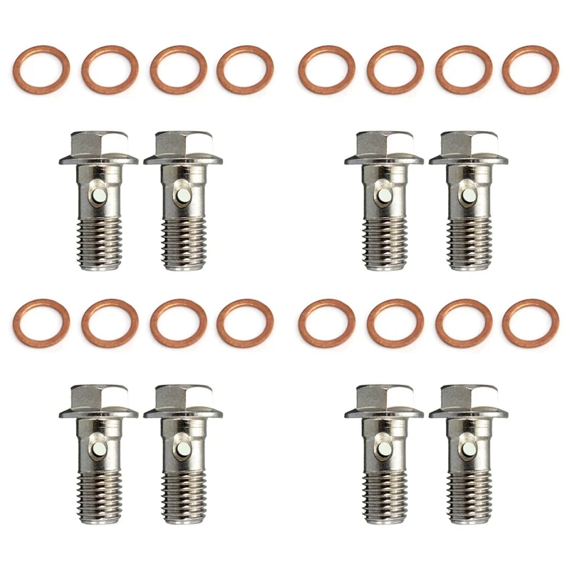 8X Stainless M10 X 1.25 Banjo Bolts Brake Master Cylinder Screw Brake Hose Caliper Bolt Hydraulic Clutch Screw