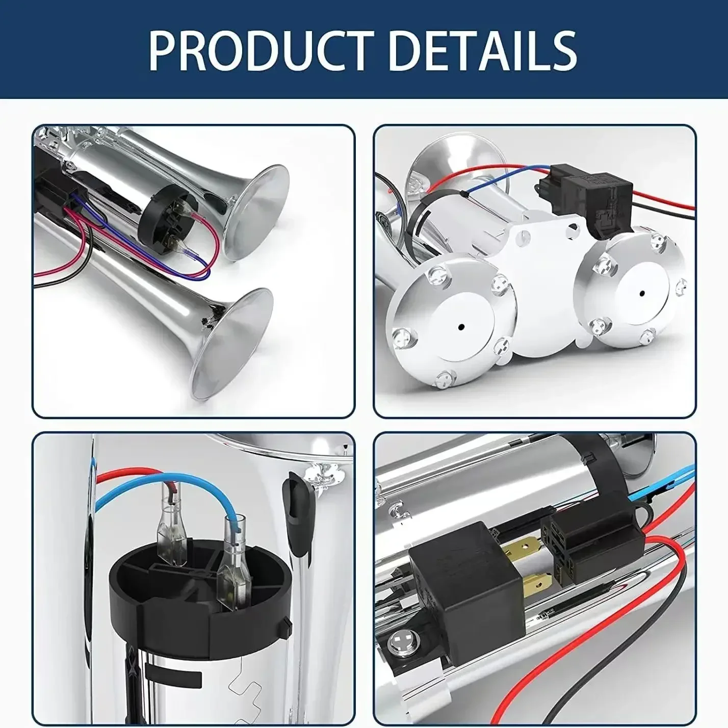 Durable  Super-sound integrated waterproof car treble 12v electric horn harvester truck electric electric whistle air horn