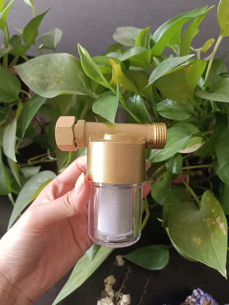 Reusable Brass Sediment Water Filter 40 for RV Water Heater For Washer Garden Hose System with Transparent Chamber
